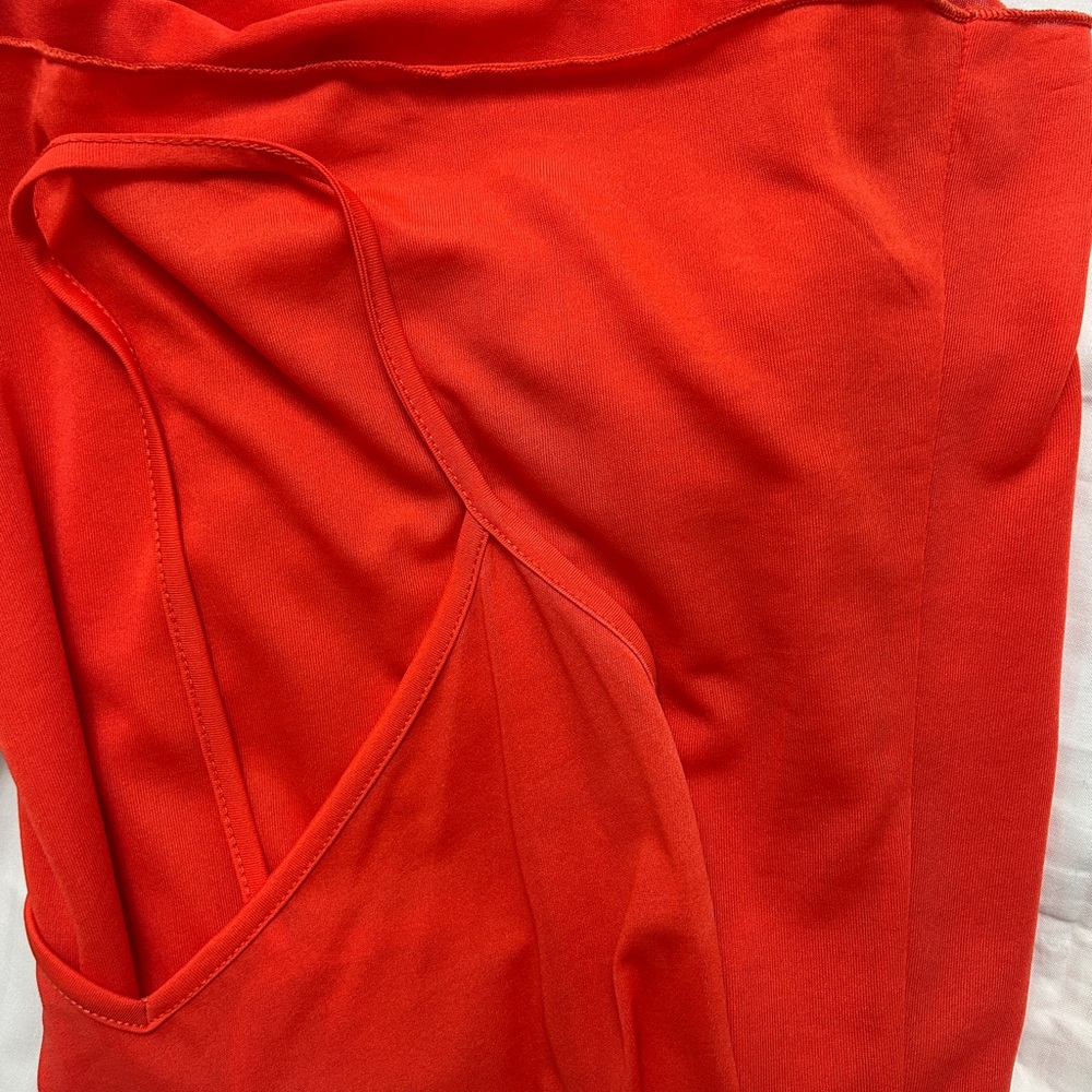 Zara S-M Bright Orange Coral embroidered midi dress - Picture 4 of 4